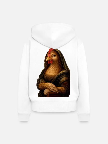 Mona Lisa als Huhn - Frauen Premium Bio Zip Hoodie - Weiß