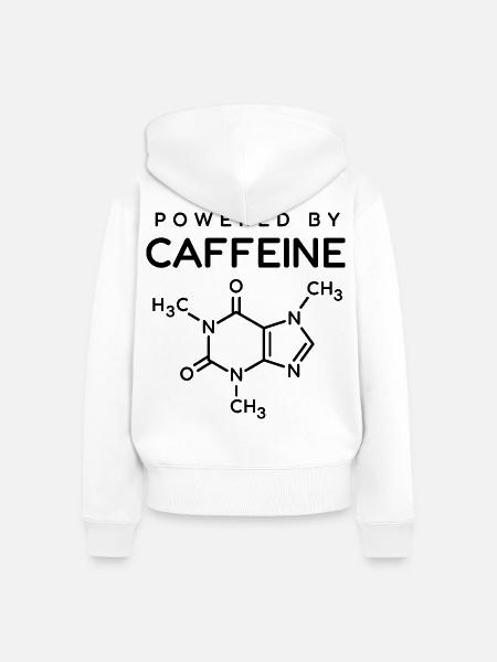 Angetrieben von Koffein-Chemikalieformel - Frauen Premium Bio Zip Hoodie - Weiß