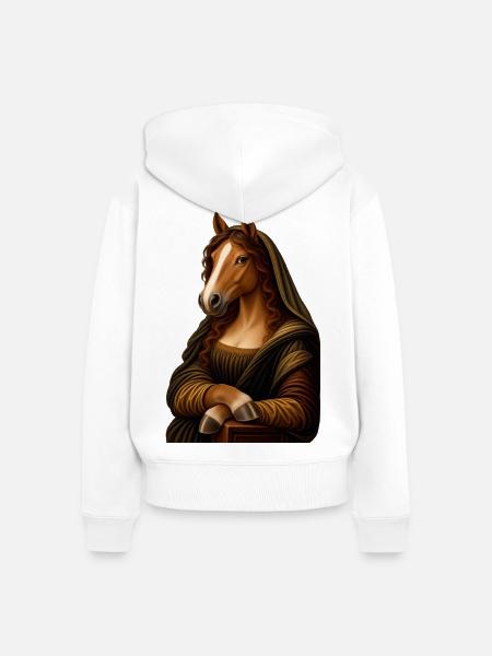 Mona Lisa als Pferd - Frauen Premium Bio Zip Hoodie - Weiß