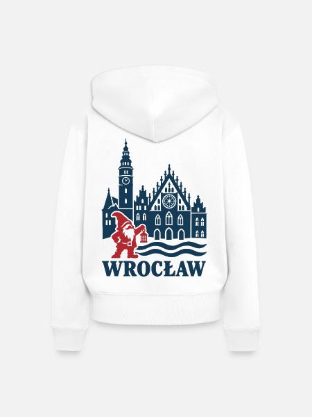 Wroclaw Zwerg und Rathaus - Frauen Premium Bio Zip Hoodie - Weiß
