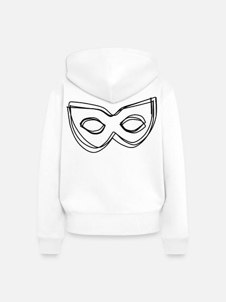 Maske handgezeichnet - Frauen Premium Bio Zip Hoodie - Weiß