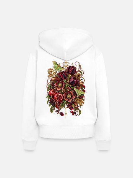 Goldene Blütenpracht - Frauen Premium Bio Zip Hoodie - Weiß