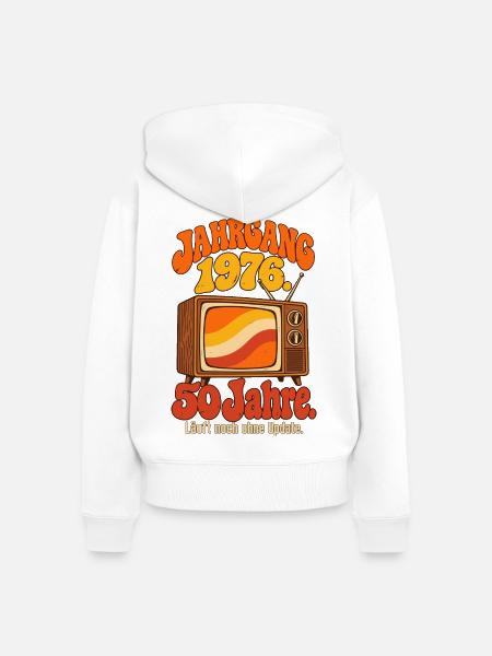 Jahrgang 1976 Läuft ohne Update - Frauen Premium Bio Zip Hoodie - Weiß