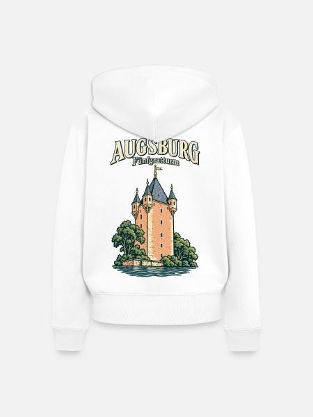 Augsburg Fünfgratturm - Frauen Premium Bio Zip Hoodie - Weiß