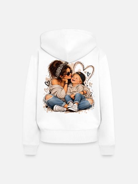 Herzige Mutter-Kind Liebesmomente - Frauen Premium Bio Zip Hoodie - Weiß
