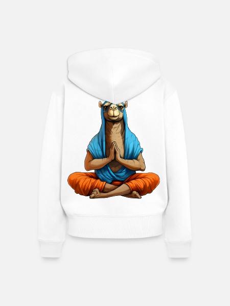 Yoga Kamel - Frauen Premium Bio Zip Hoodie - Weiß