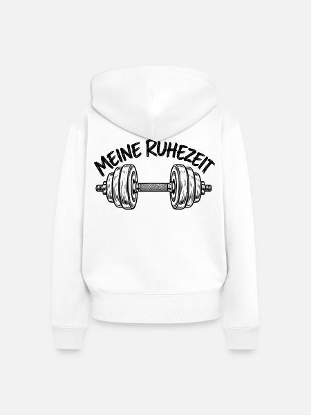 Meine Ruhezeit – Hantel– Krafttraining - Frauen Premium Bio Zip Hoodie - Weiß