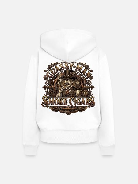 Classy Men Smoke Cigars - Frauen Premium Bio Zip Hoodie - Weiß