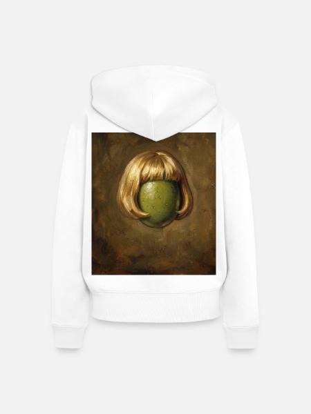 Lustige Olive Bob Haarschnitt - Frauen Premium Bio Zip Hoodie - Weiß