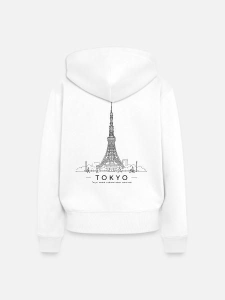 Tokyo Tower Line Art - Frauen Premium Bio Zip Hoodie - Weiß