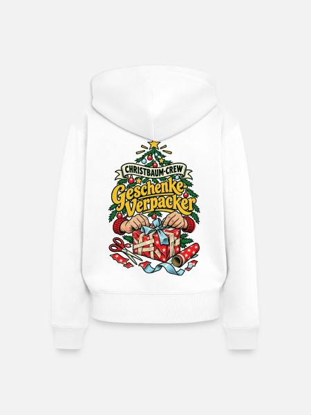 Christbaum-Crew Geschenke-Verpacker - Frauen Premium Bio Zip Hoodie - Weiß