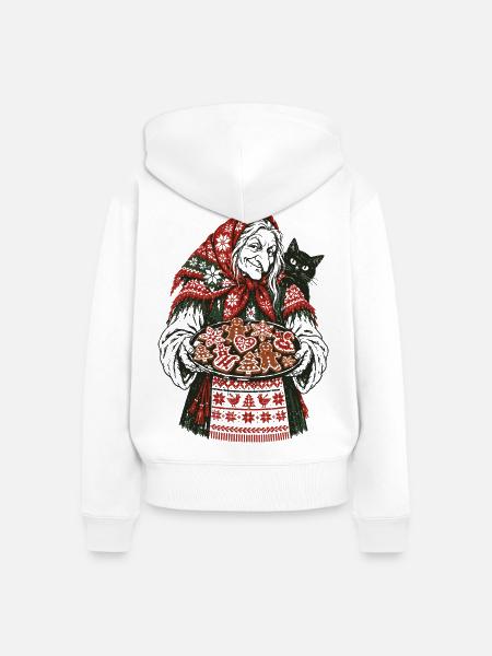 Weihnachts-Baba Yaga Lebkuchen-Design - Frauen Premium Bio Zip Hoodie - Weiß