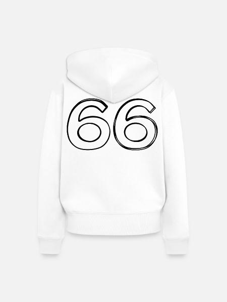 Zahl 66 handgezeichnet - Frauen Premium Bio Zip Hoodie - Weiß