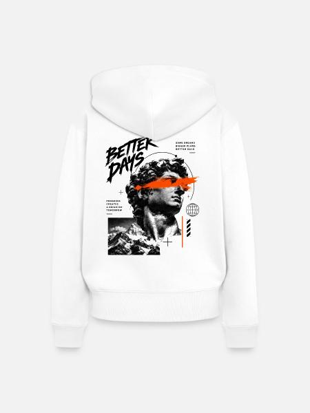 Better Days Graffiti Statue - Frauen Premium Bio Zip Hoodie - Weiß
