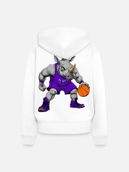 Basketball Nashorn Rhino - Frauen Premium Bio Zip Hoodie - Weiß