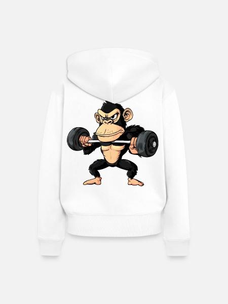 Affen Gym Fitness - Frauen Premium Bio Zip Hoodie - Weiß