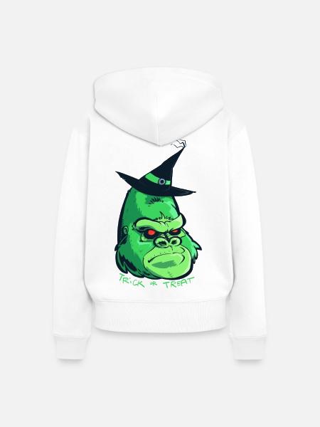 Halloween-Zombie-Gorilla - Frauen Premium Bio Zip Hoodie - Weiß