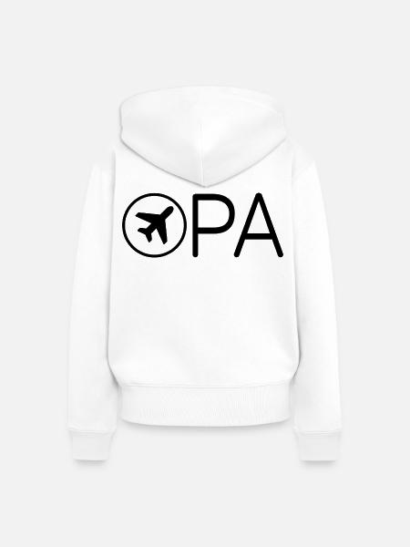 Opa mit Flugzeug – Schwarz - Frauen Premium Bio Zip Hoodie - Weiß