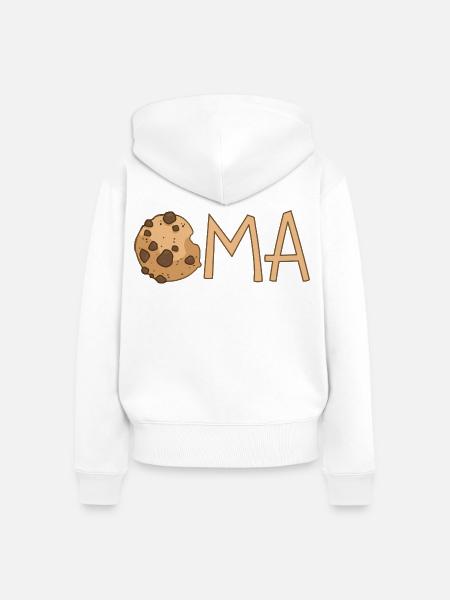 Oma mit Keks – Braun - Frauen Premium Bio Zip Hoodie - Weiß