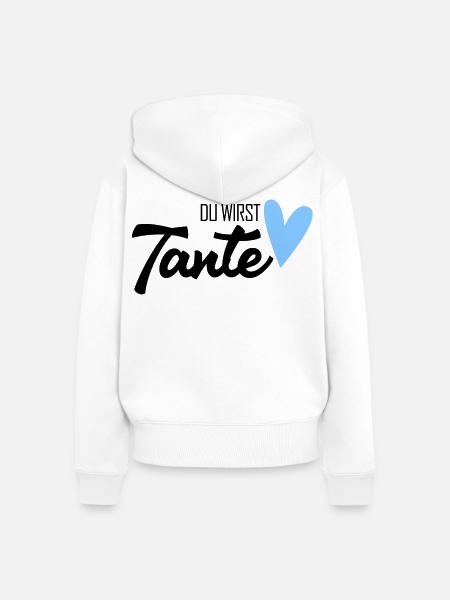 Tante werden - Frauen Premium Bio Zip Hoodie - Weiß