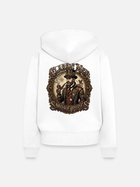 Classic_Men_Smoke_Pipes - Frauen Premium Bio Zip Hoodie - Weiß