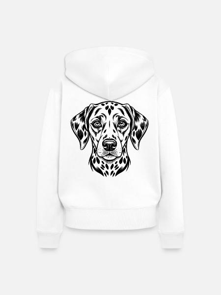Dalmatinerkopf - Frauen Premium Bio Zip Hoodie - Weiß
