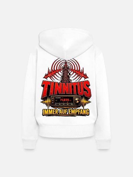 TINNITUS IMMER AUF EMPFANG - Frauen Premium Bio Zip Hoodie - Weiß