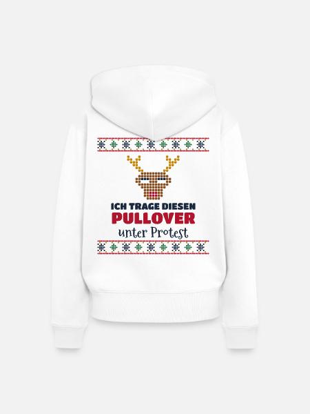 Pullover unter Protest – Ugly Sweater (hell) - Frauen Premium Bio Zip Hoodie - Weiß