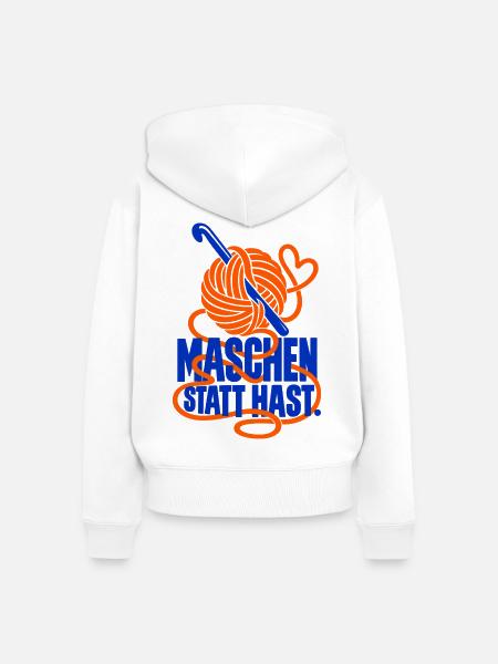 Maschen statt Hast. – Häkeln - Frauen Premium Bio Zip Hoodie - Weiß
