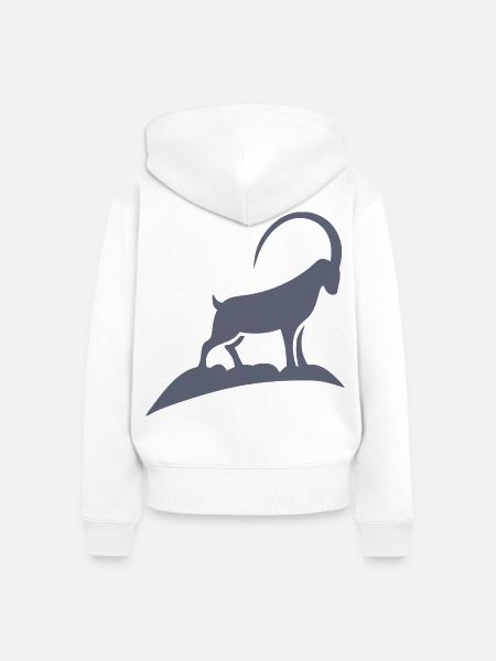 Steinbock Silhouette auf Felsen - Frauen Premium Bio Zip Hoodie - Weiß