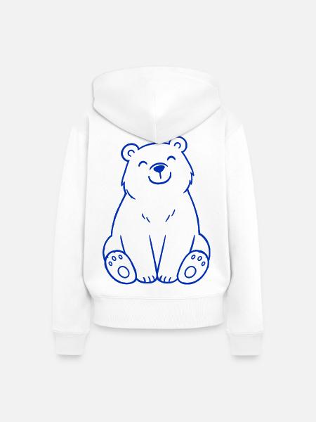 Blauer Bär Linienbild - Frauen Premium Bio Zip Hoodie - Weiß