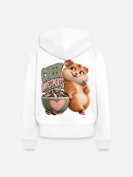 Cheek Investments | Flauschiger Hamster - Frauen Premium Bio Zip Hoodie - Weiß