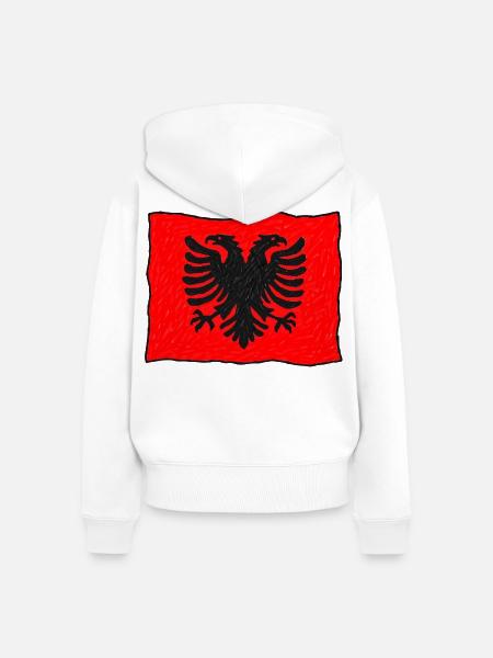 Albanische Flagge im Wind – Handgezeichnet - Frauen Premium Bio Zip Hoodie - Weiß