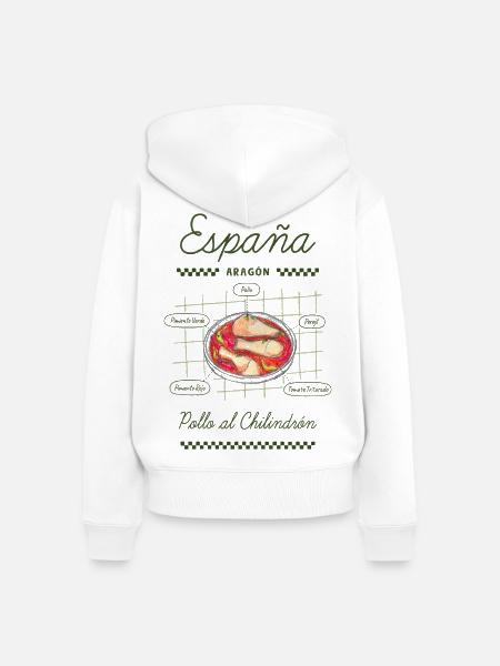 Huhn mit Chilindrón - Frauen Premium Bio Zip Hoodie - Weiß
