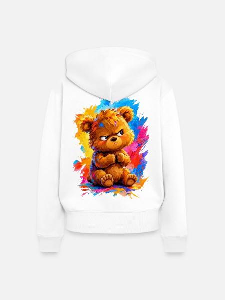 Teddy - Frauen Premium Bio Zip Hoodie - Weiß