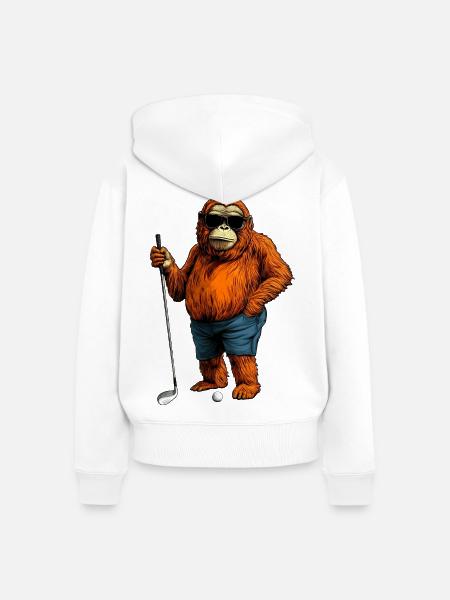 Orang Utan Golf Affe - Frauen Premium Bio Zip Hoodie - Weiß