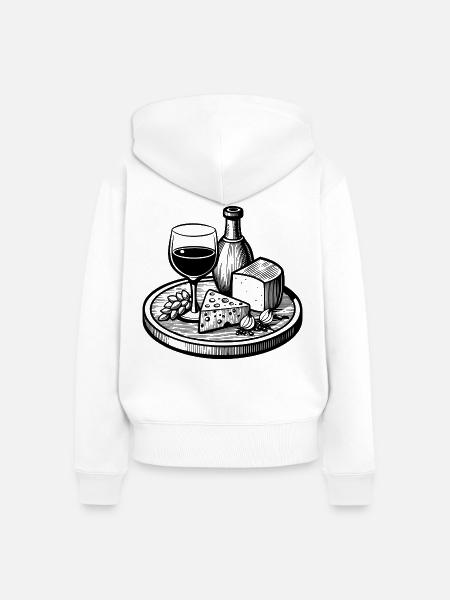 Wein und Käse - Frauen Premium Bio Zip Hoodie - Weiß