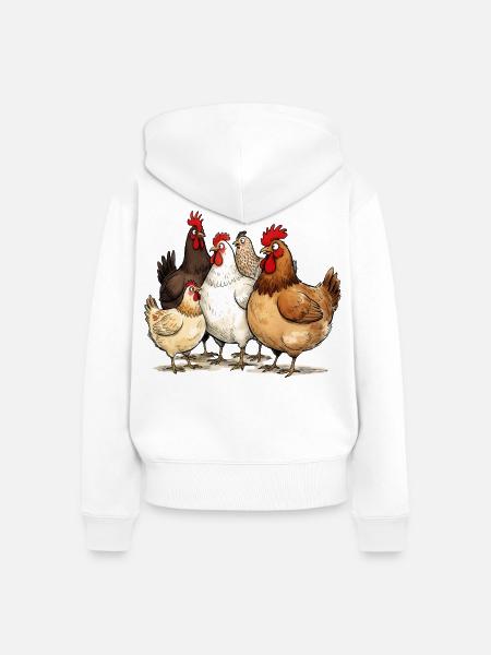 Hennentruppe am Hof Hühner-Flüsterer - Frauen Premium Bio Zip Hoodie - Weiß