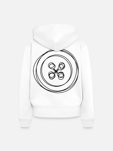 Knopf handgezeichnet - Frauen Premium Bio Zip Hoodie - Weiß