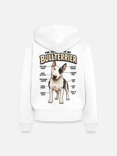 Lustiges Bullterrier Anatomie Hundebesitzer Spruch - Frauen Premium Bio Zip Hoodie - Weiß
