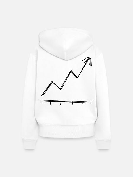 Aktienkurs handgezeichnet - Frauen Premium Bio Zip Hoodie - Weiß
