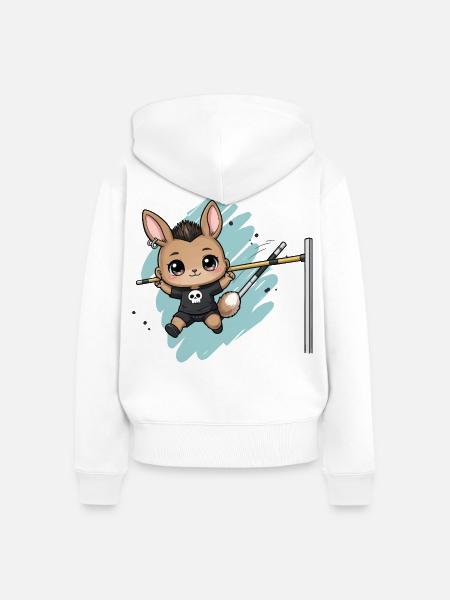 Punk-Kaninchen Sprungkunst - Frauen Premium Bio Zip Hoodie - Weiß