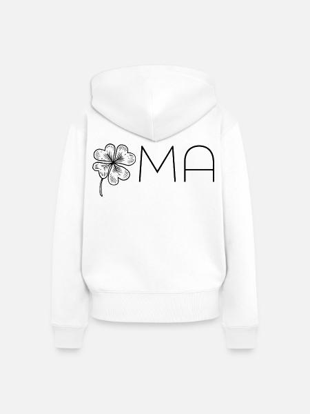 Oma mit Kleeblatt – Schwarz - Frauen Premium Bio Zip Hoodie - Weiß