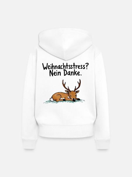 Weihnachtsstress? Nein Dank süßes Rentier - Frauen Premium Bio Zip Hoodie - Weiß