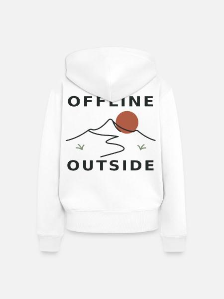 Offline Outside – Berge & Natur - Frauen Premium Bio Zip Hoodie - Weiß