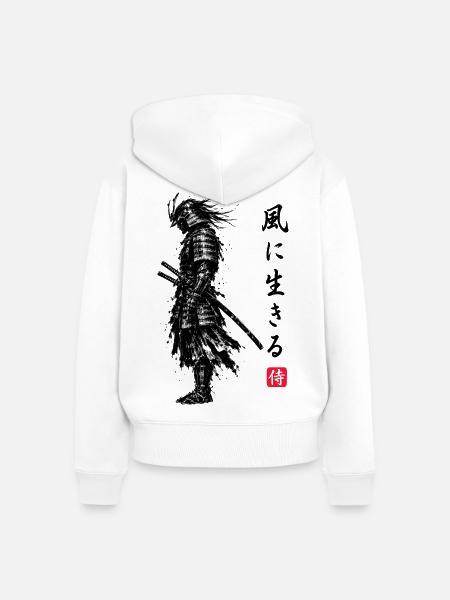 Samurai Krieger Japan - Frauen Premium Bio Zip Hoodie - Weiß