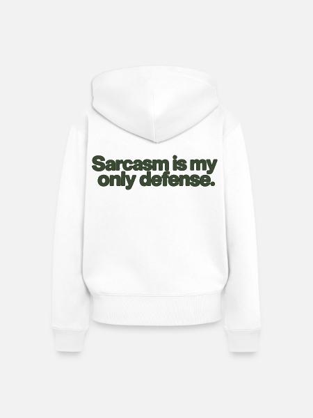 Sarcasm Is My Only Defense - Frauen Premium Bio Zip Hoodie - Weiß