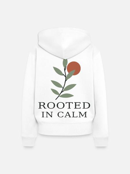 Rooted in Calm – Botanische Ruhe - Frauen Premium Bio Zip Hoodie - Weiß