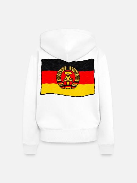 DDR Flagge – Handgezeichnet im Kinderstil - Frauen Premium Bio Zip Hoodie - Weiß