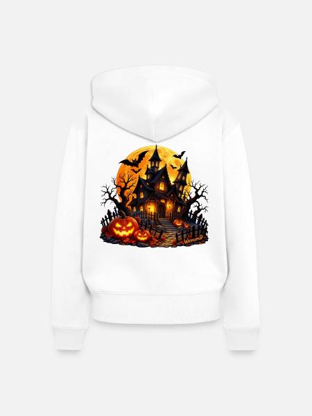 Spukhaus Mondlicht Wenuma - Frauen Premium Bio Zip Hoodie - Weiß